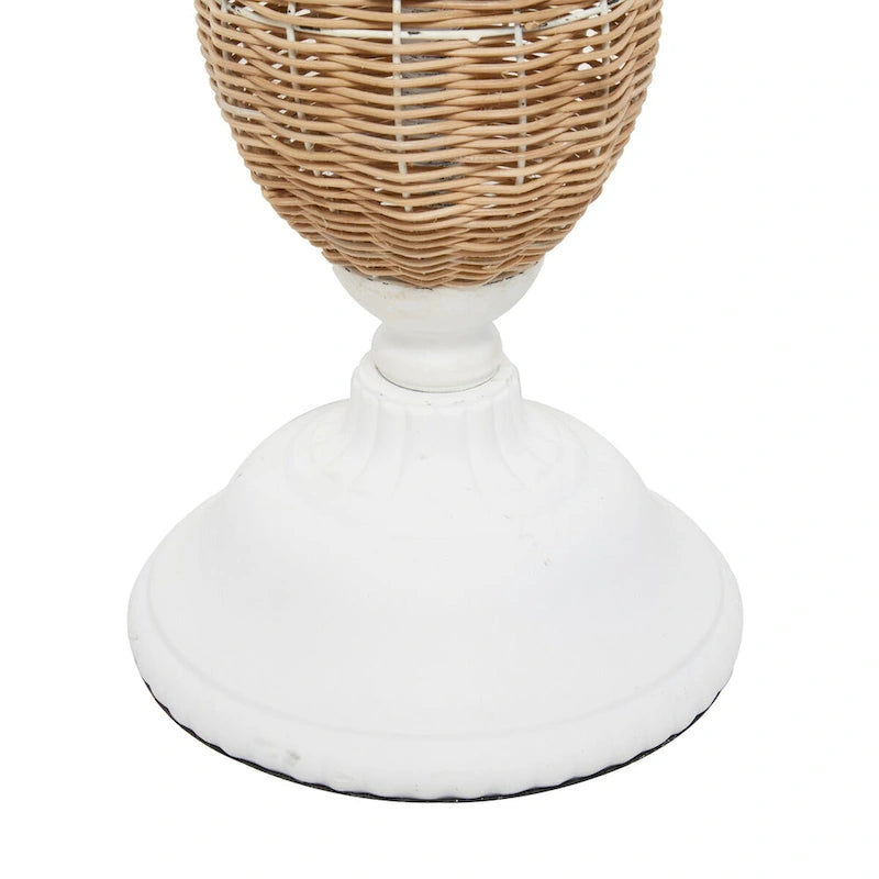 Table d'appoint en bois avec piètement en métal noir et rotin – Brun ou Blanc