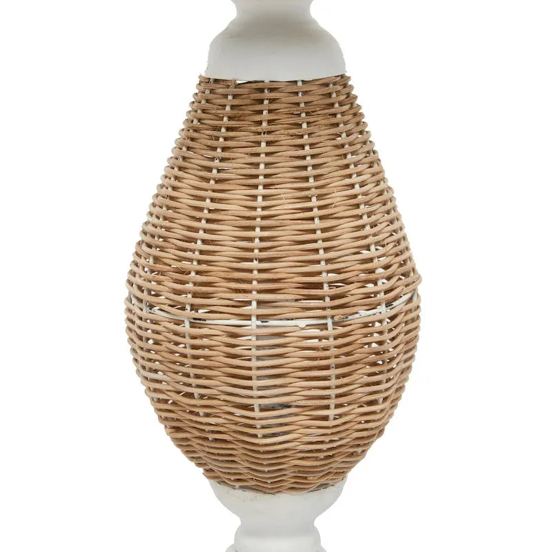 Table d'appoint en bois avec piètement en métal noir et rotin – Brun ou Blanc