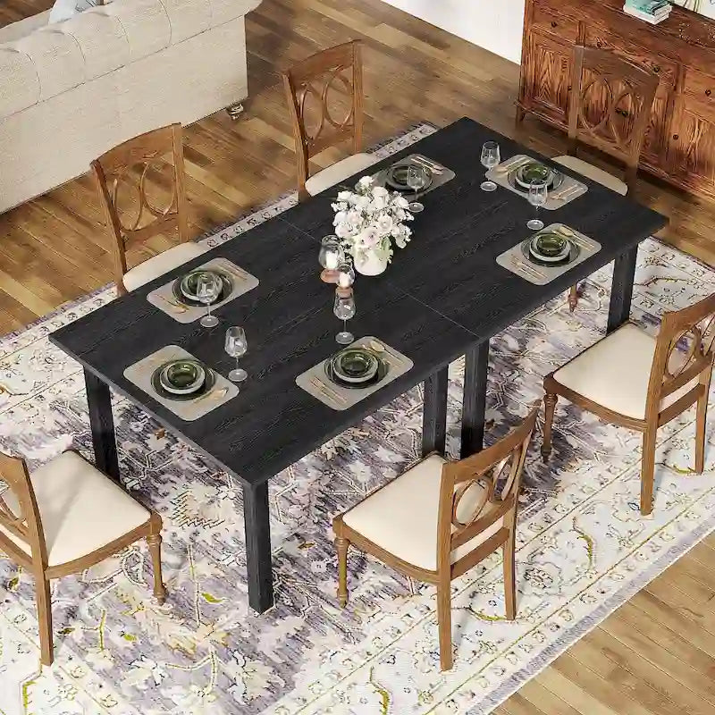 Table à manger carrée de 100 cm pour 2-4 personnes avec pieds en bois massif pour salon et salle à manger