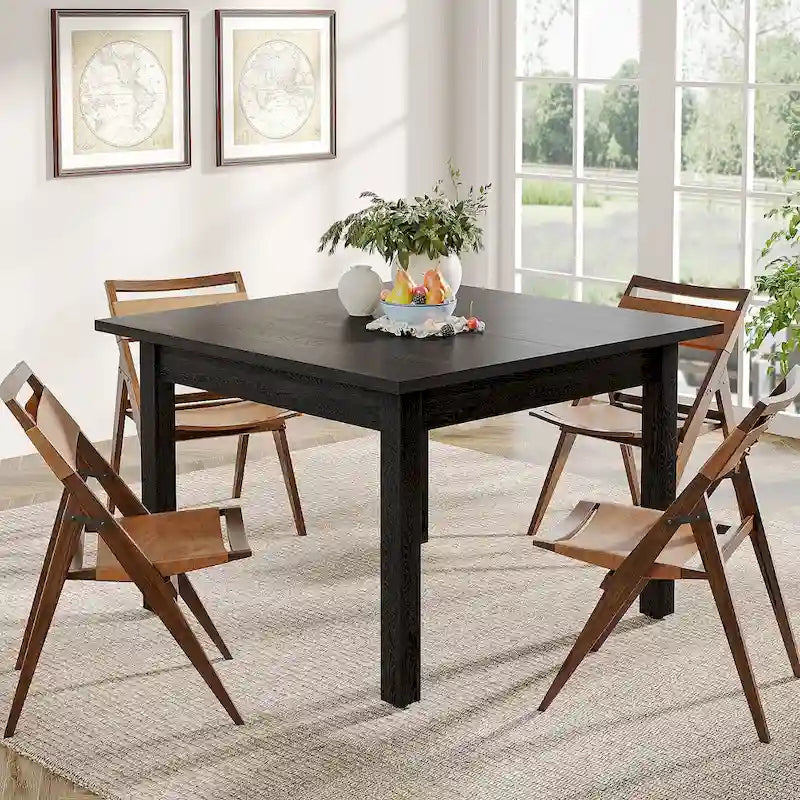 Table à manger carrée de 100 cm pour 2-4 personnes avec pieds en bois massif pour salon et salle à manger