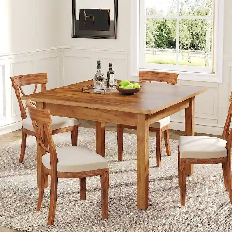 Table à manger carrée de 100 cm pour 2-4 personnes avec pieds en bois massif pour salon et salle à manger