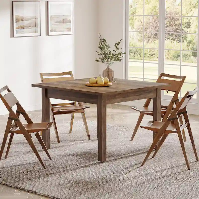 Table à manger carrée de 100 cm pour 2-4 personnes avec pieds en bois massif pour salon et salle à manger