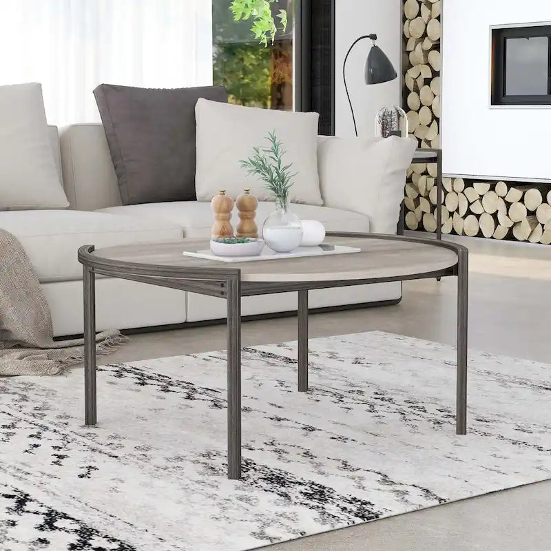 Rowland Urban Light Grey 37-inch Steel Round Coffee Table by 