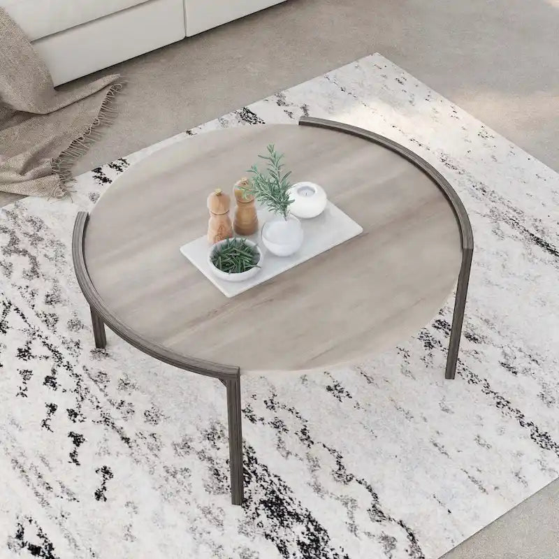 Table basse ronde en acier gris clair urbain de 37 pouces