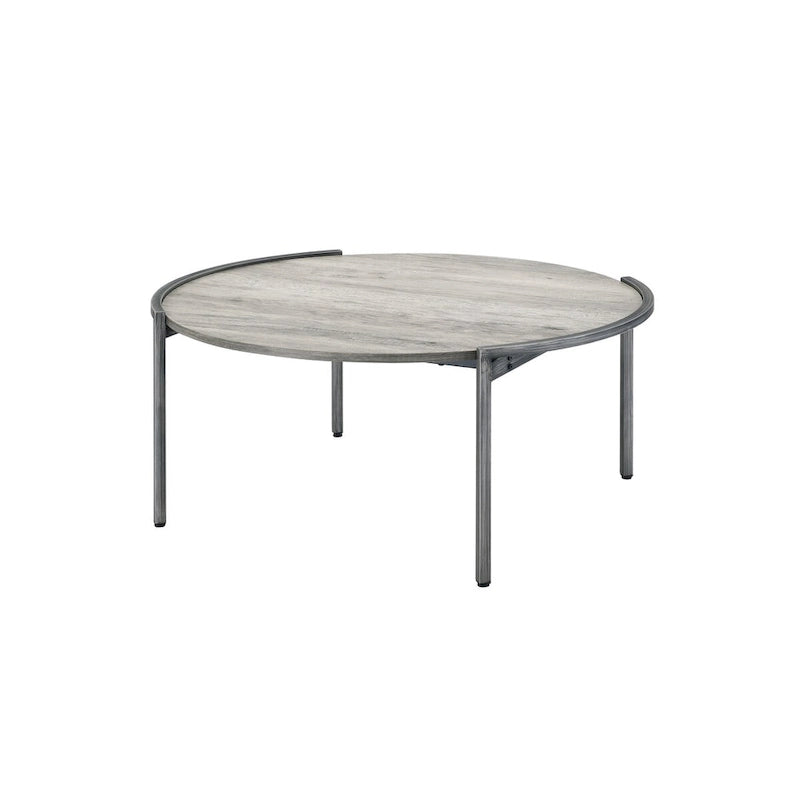 Table basse ronde en acier gris clair urbain de 37 pouces