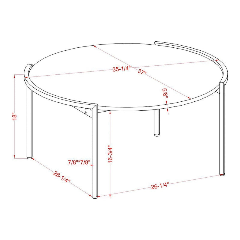 Table basse ronde en acier gris clair urbain de 37 pouces