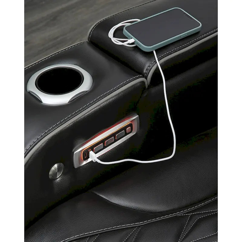 Canapé inclinable électrique noir - 86L x 38P x 44H