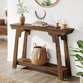 Console en bois, table d'entrée étroite à 2 niveaux avec étagère de rangement
