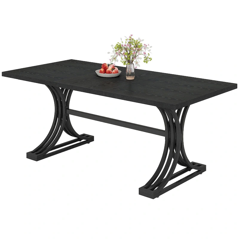 63 Table de salle à manger moderne avec pieds tréteaux pour cuisine salle à manger