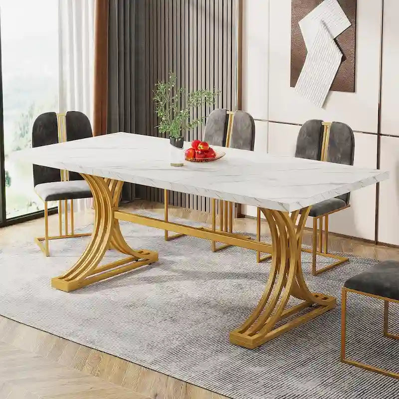 63 Table de salle à manger moderne avec pieds tréteaux pour cuisine salle à manger
