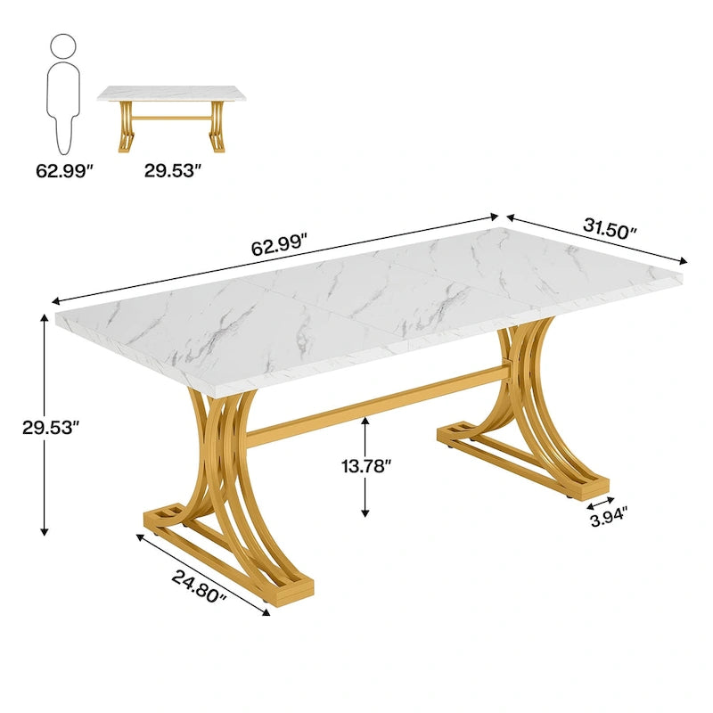 63 Table de salle à manger moderne avec pieds tréteaux pour cuisine salle à manger