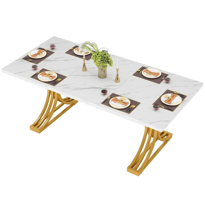 63 Table de salle à manger moderne avec pieds tréteaux pour cuisine salle à manger