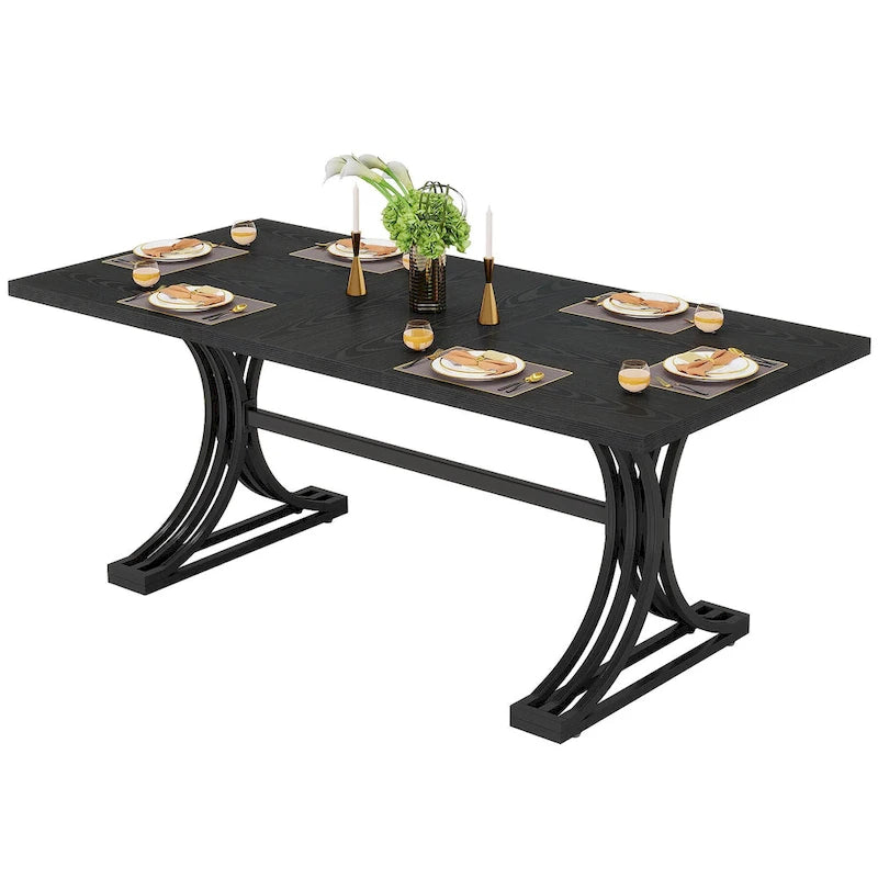 63 Table de salle à manger moderne avec pieds tréteaux pour cuisine salle à manger