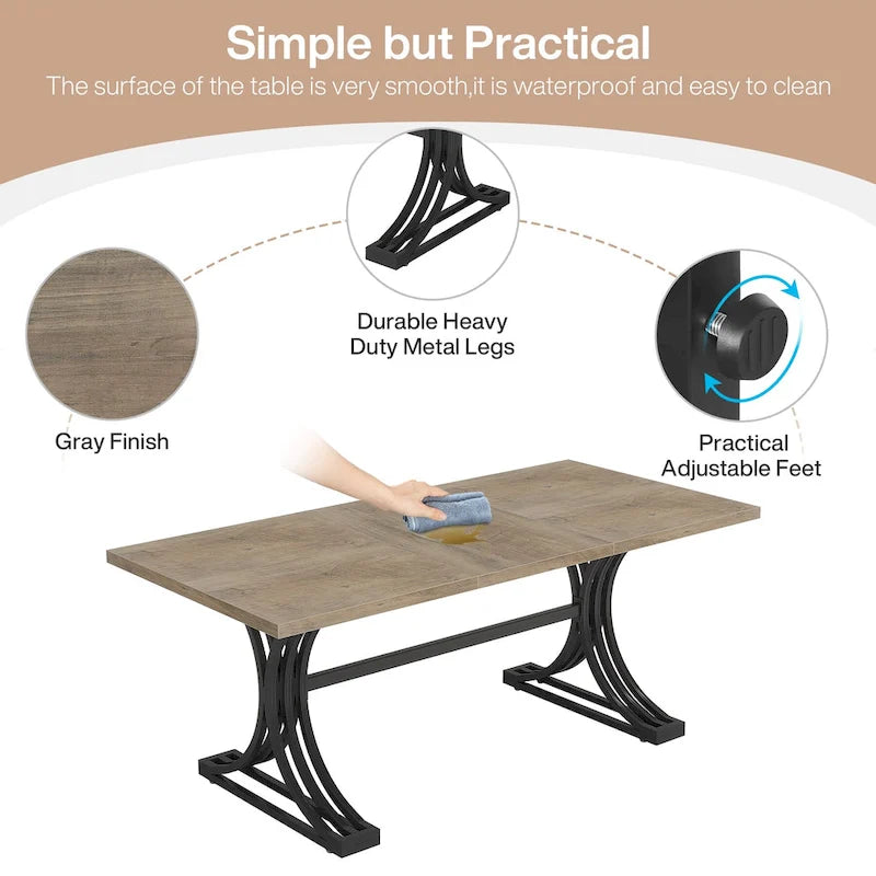 63 Table de salle à manger moderne avec pieds tréteaux pour cuisine salle à manger