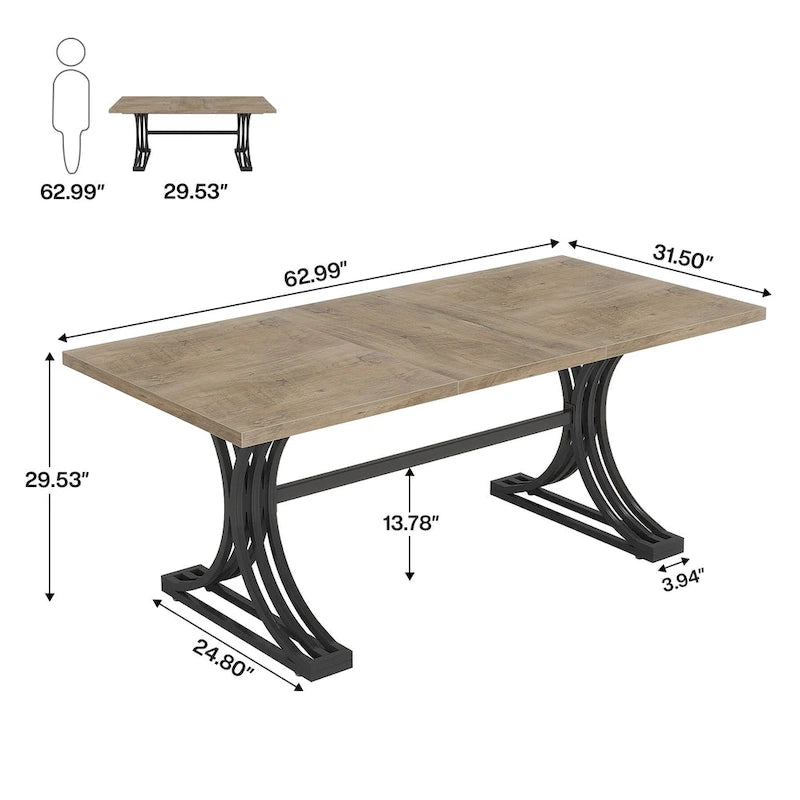 63 Table de salle à manger moderne avec pieds tréteaux pour cuisine salle à manger