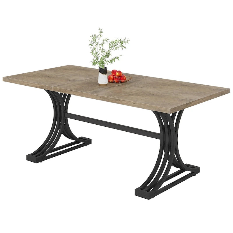 63 Table de salle à manger moderne avec pieds tréteaux pour cuisine salle à manger