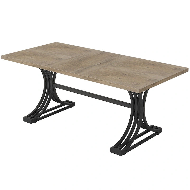 63 Table de salle à manger moderne avec pieds tréteaux pour cuisine salle à manger