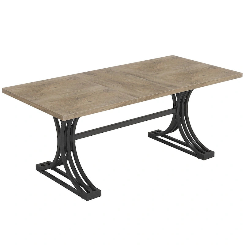 63 Table de salle à manger moderne avec pieds tréteaux pour cuisine salle à manger