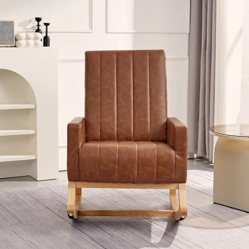 Fauteuil à bascule réglable, fauteuil à bascule de chambre de bébé avec dossier haut et repose-pieds réglables