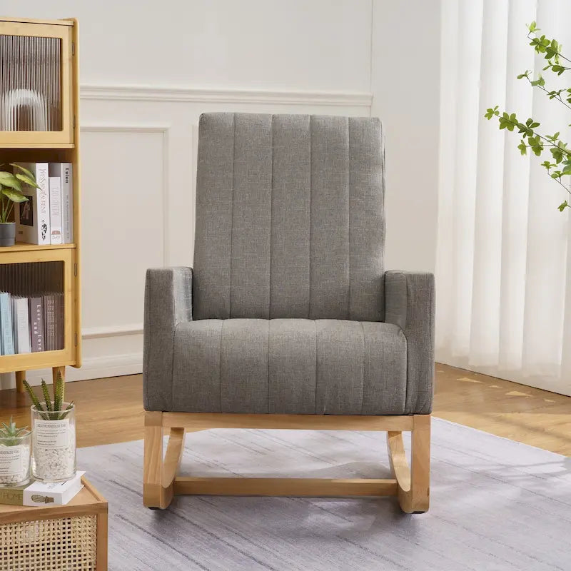 Fauteuil à bascule réglable, fauteuil à bascule de chambre de bébé avec dossier haut et repose-pieds réglables