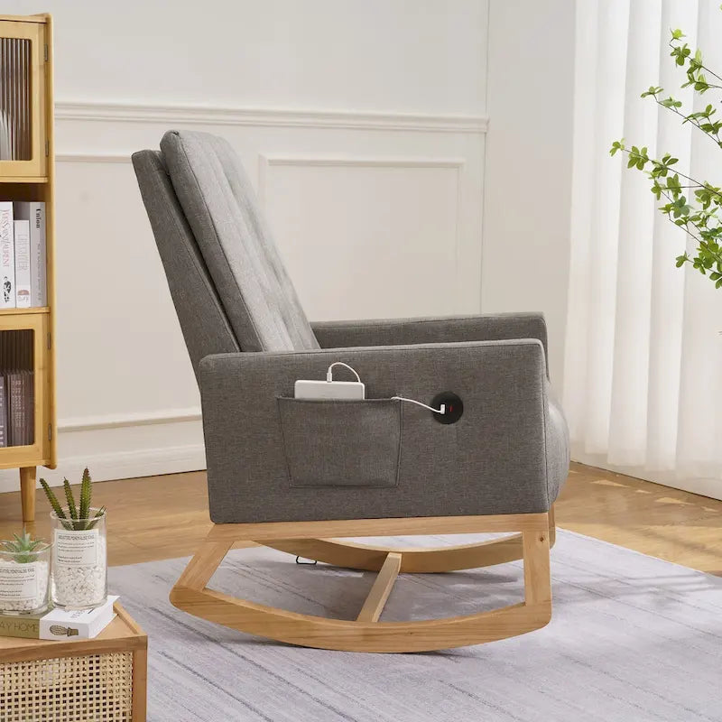 Fauteuil à bascule réglable, fauteuil à bascule de chambre de bébé avec dossier haut et repose-pieds réglables