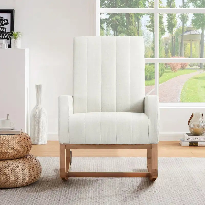 Fauteuil à bascule réglable, fauteuil à bascule de chambre de bébé avec dossier haut et repose-pieds réglables