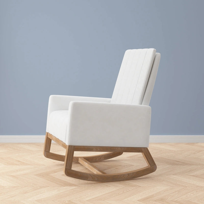 Fauteuil à bascule réglable, fauteuil à bascule de chambre de bébé avec dossier haut et repose-pieds réglables
