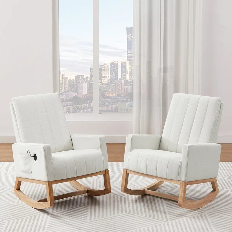 Fauteuil à bascule réglable, fauteuil à bascule de chambre de bébé avec dossier haut et repose-pieds réglables