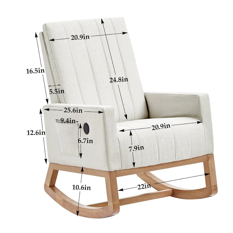 Fauteuil à bascule réglable, fauteuil à bascule de chambre de bébé avec dossier haut et repose-pieds réglables