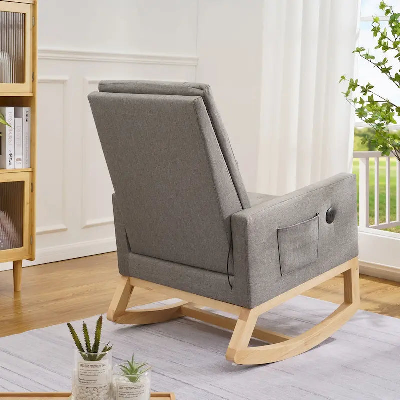Fauteuil à bascule réglable, fauteuil à bascule de chambre de bébé avec dossier haut et repose-pieds réglables