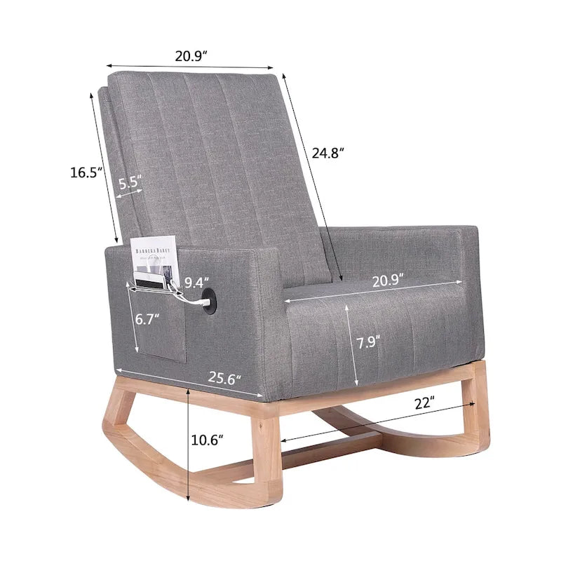 Fauteuil à bascule réglable, fauteuil à bascule de chambre de bébé avec dossier haut et repose-pieds réglables