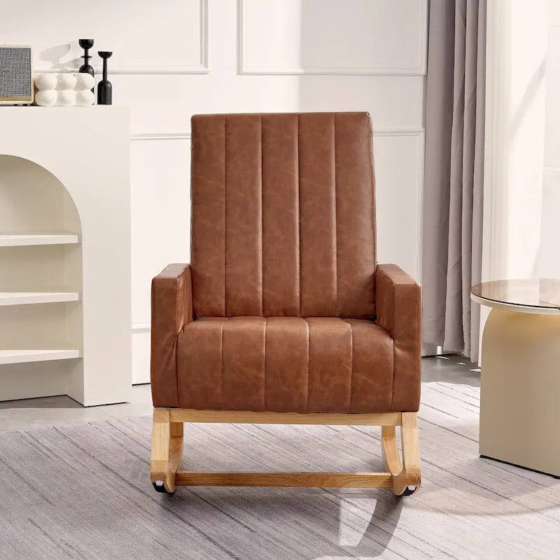 Fauteuil à bascule réglable, fauteuil à bascule de chambre de bébé avec dossier haut et repose-pieds réglables