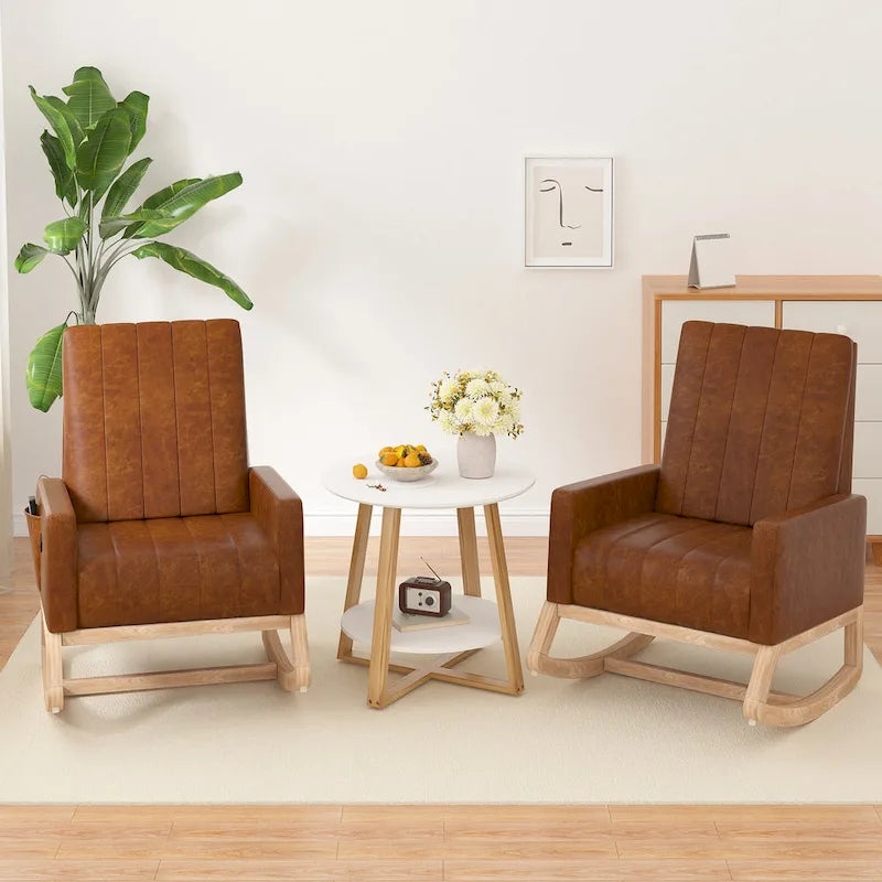 Fauteuil à bascule réglable, fauteuil à bascule de chambre de bébé avec dossier haut et repose-pieds réglables