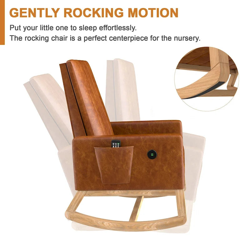 Fauteuil à bascule réglable, fauteuil à bascule de chambre de bébé avec dossier haut et repose-pieds réglables