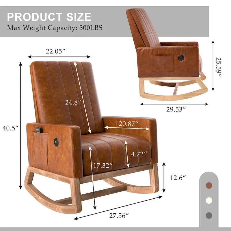 Fauteuil à bascule réglable, fauteuil à bascule de chambre de bébé avec dossier haut et repose-pieds réglables