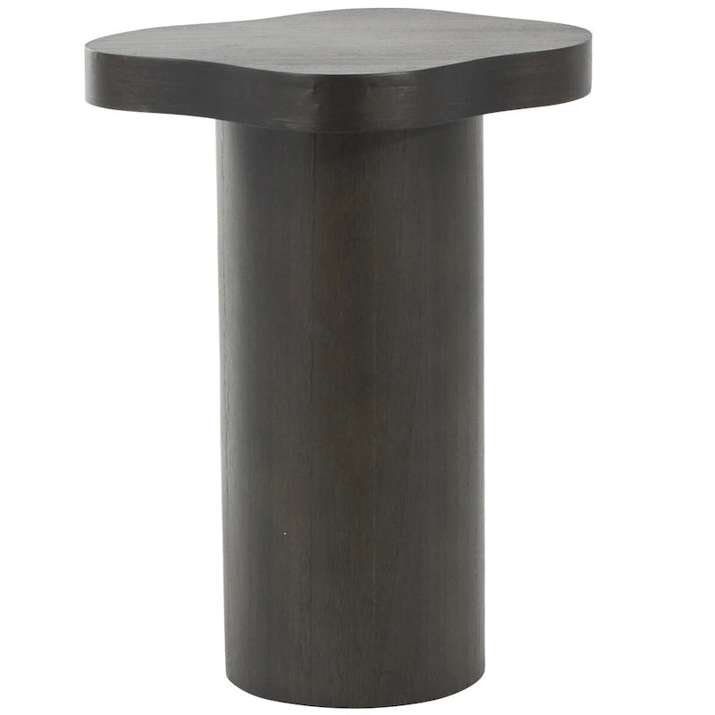 Wood Pedestal Side End Accent Table with Rounded Square Top - Black or Brown- 