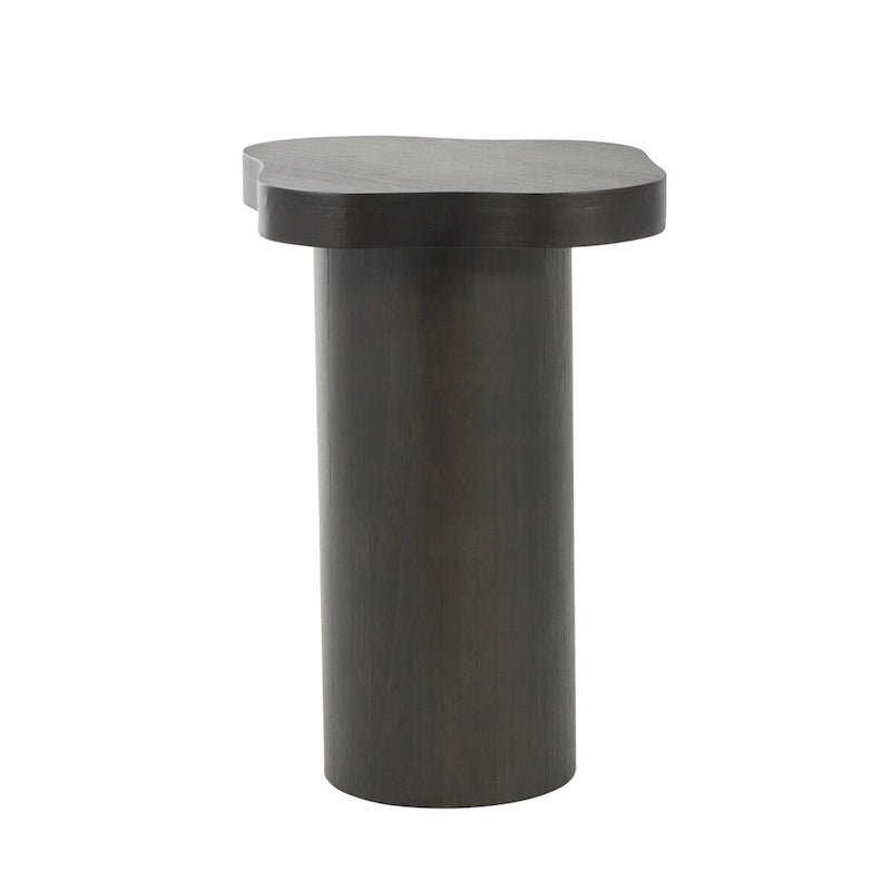Table d'appoint en bois avec plateau carré arrondi - Noir ou marron -