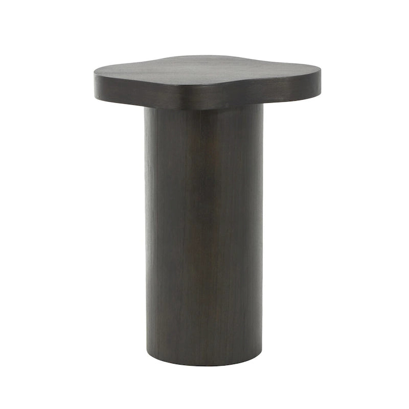 Table d'appoint en bois avec plateau carré arrondi - Noir ou marron -