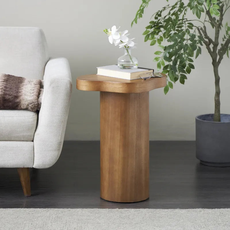 Table d'appoint en bois avec plateau carré arrondi - Noir ou marron -