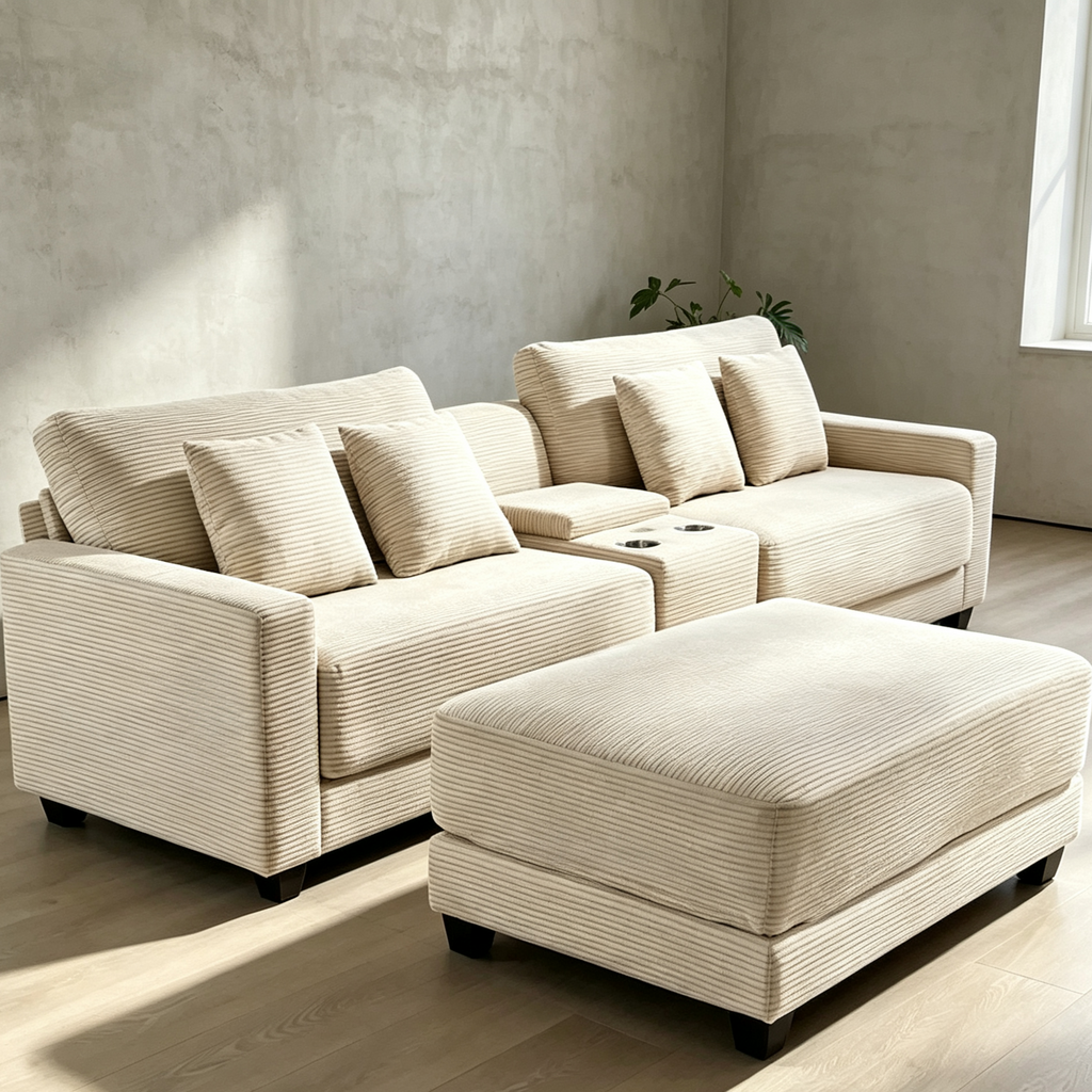 Le Pouf Contemporain en Velours Côtelé Surdimensionné