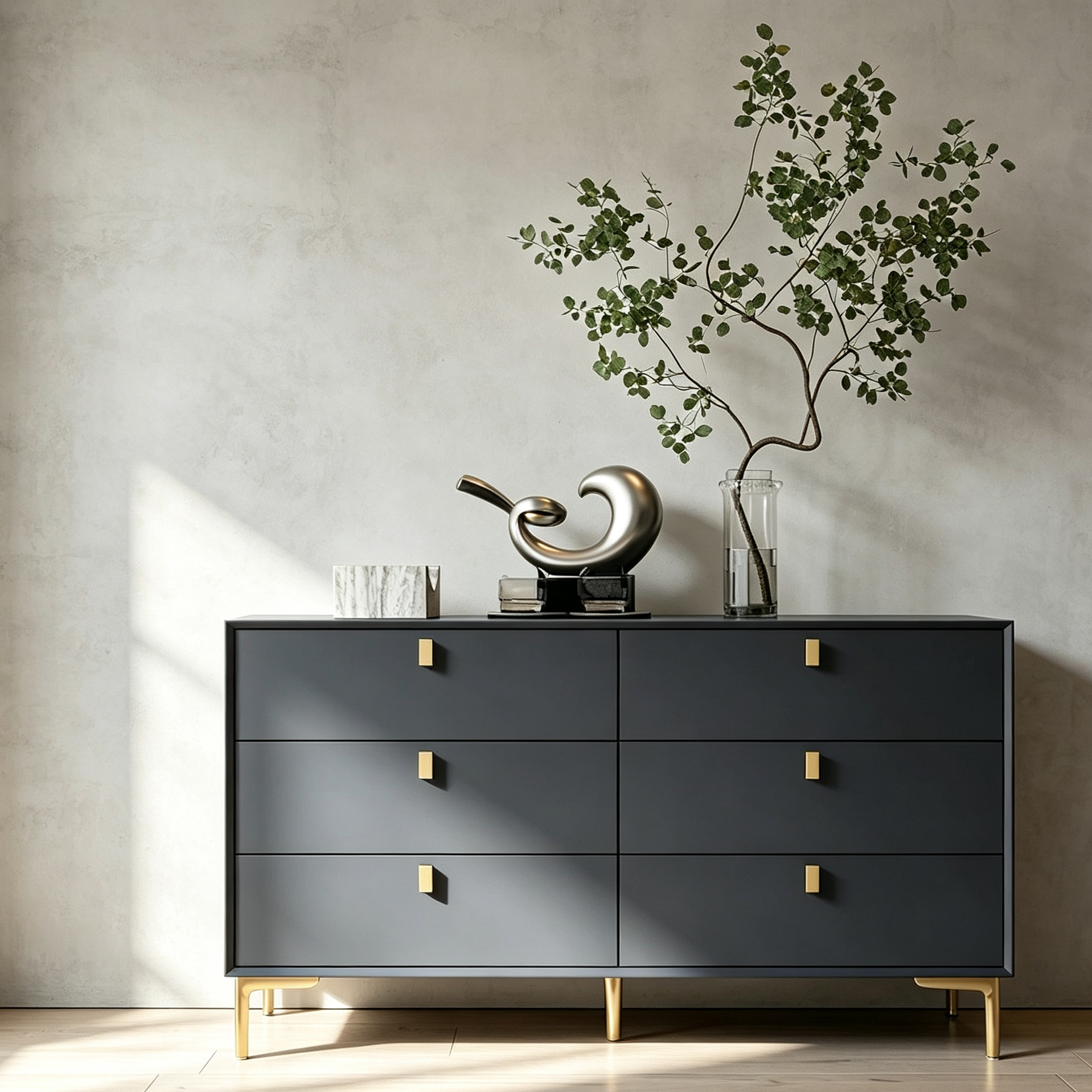 Commode de rangement à 6 tiroirs, style Mid-Century